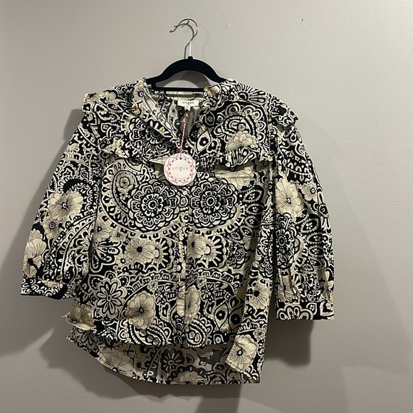 Umgee Floral Black and Cream Women's Top NWT SM - Picture 5 of 12